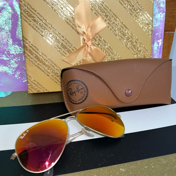 Ray Ban P sunglasses aviator women’s men’s unisex gold metal frame with case - Picture 4 of 11